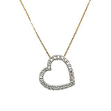 "Edith" 14K Yellow Gold 0.25 Carat Total Weight Diamond Heart Pendant Estate WB3324