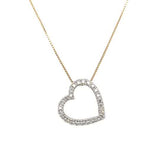 "Edith" 14K Yellow Gold 0.25 Carat Total Weight Diamond Heart Pendant Estate WB3324