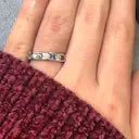 "Annmarie" Palladium 0.56 Carat Total Weight (4) Sapphire and 0.24 Carat Total Weight (3) Diamond Wedding Anniversary Band Estate SVLTB225