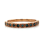 10K Rose Gold Mixed Blue Diamond Stackable Ring