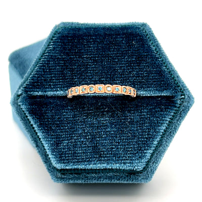 10K Rose Gold Mixed Blue Diamond Stackable Ring