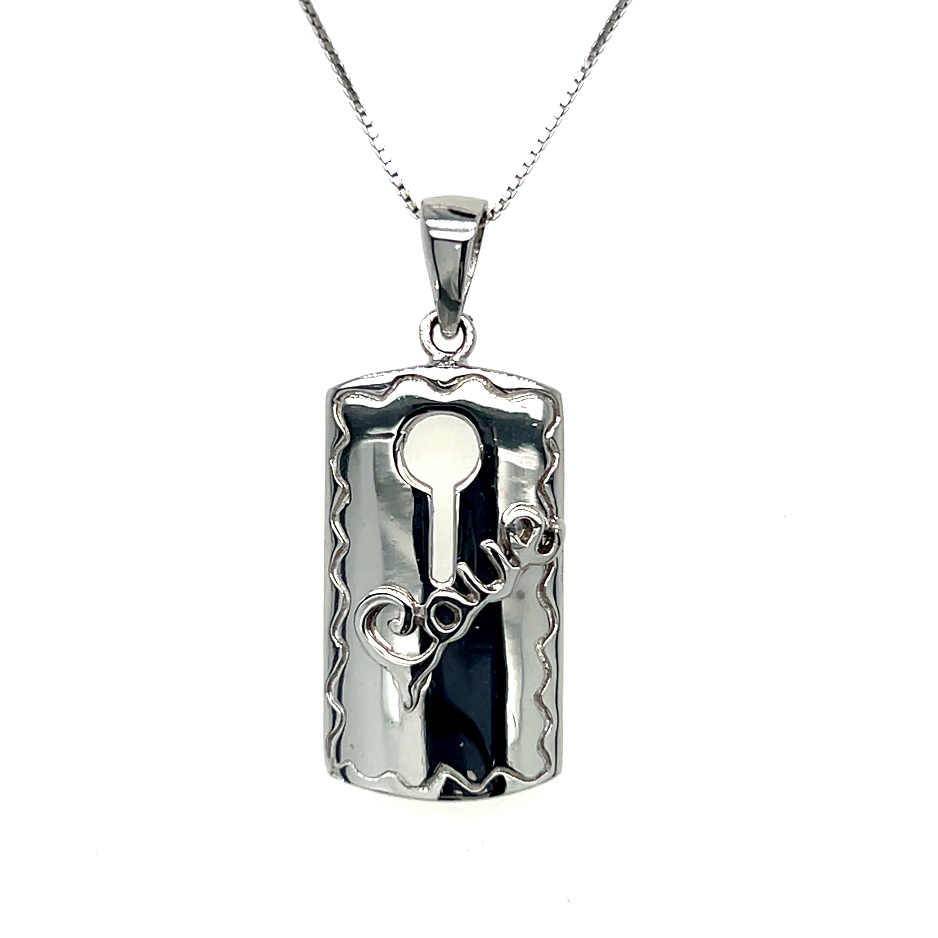 Sterling Silver "Love" Key Pendant Necklace on 18" Chain