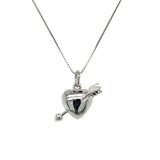 Sterling Silver Arrow Passing Through Heart Pendant Necklace