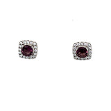 Sterling Silver 5mm Tanzanite Color CZ Halo Earrings