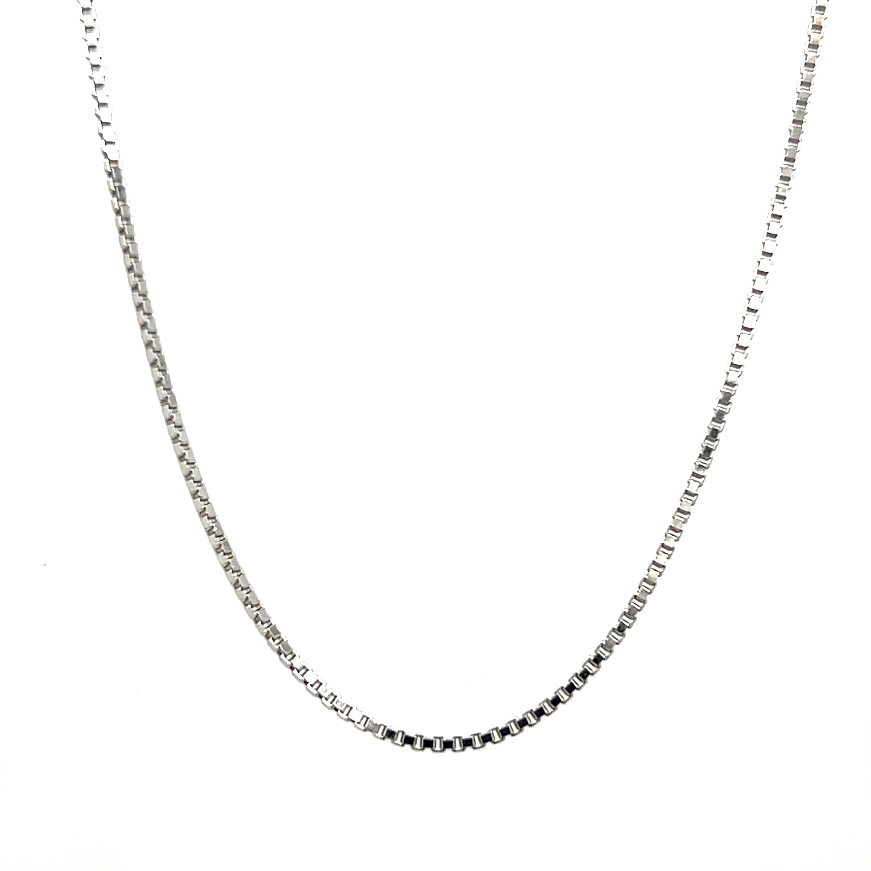 Sterling Silver Rhodium Plated 0.9mm Box Chain 18"