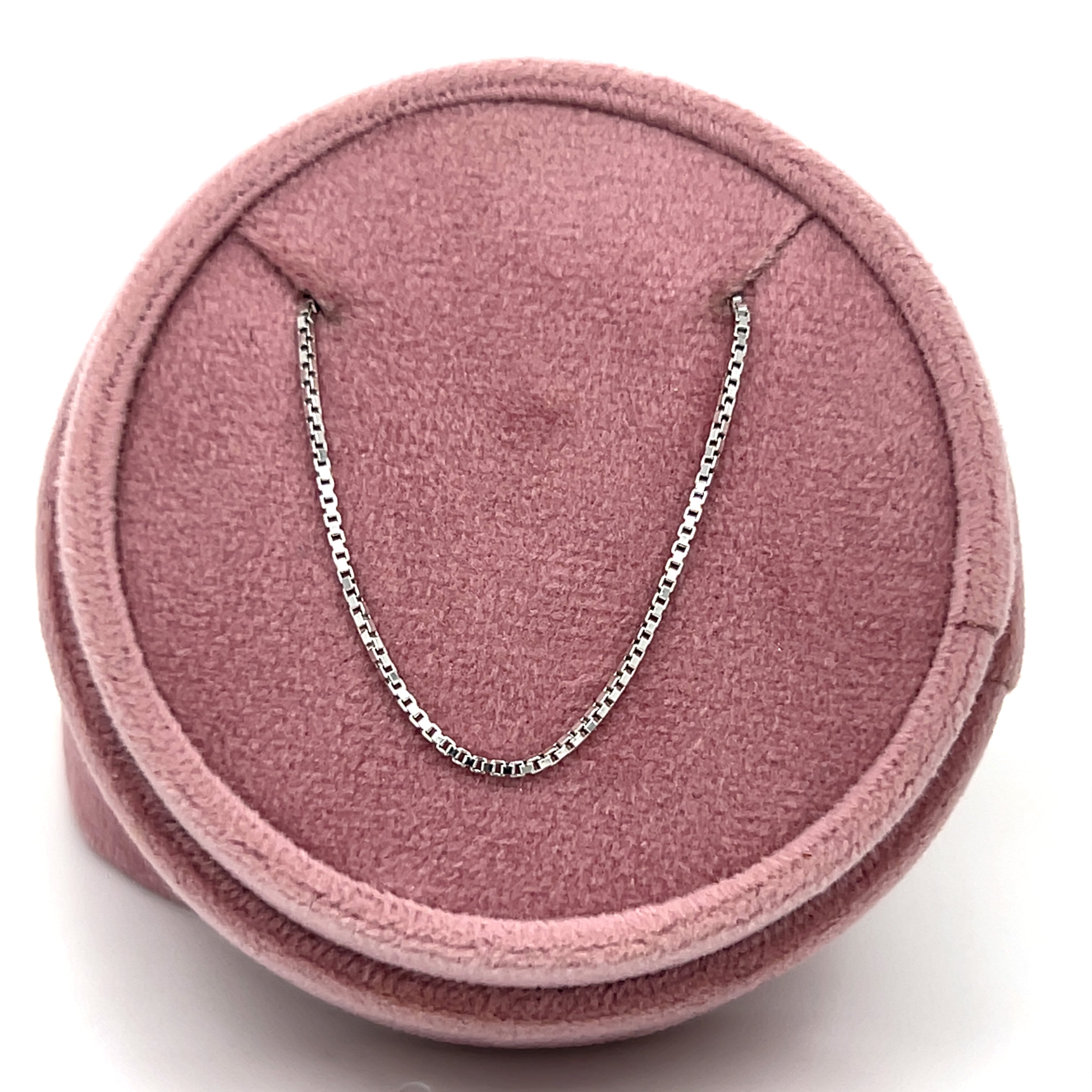 Sterling Silver Rhodium Plated 0.9mm Box Chain 18"