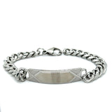 Men's ID Curb Bracelet with Pattern Dual Finish