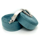 Men's ID Curb Bracelet with Pattern Dual Finish
