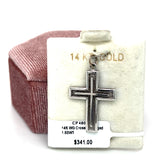 14K White Gold Cross Square Edged Charm