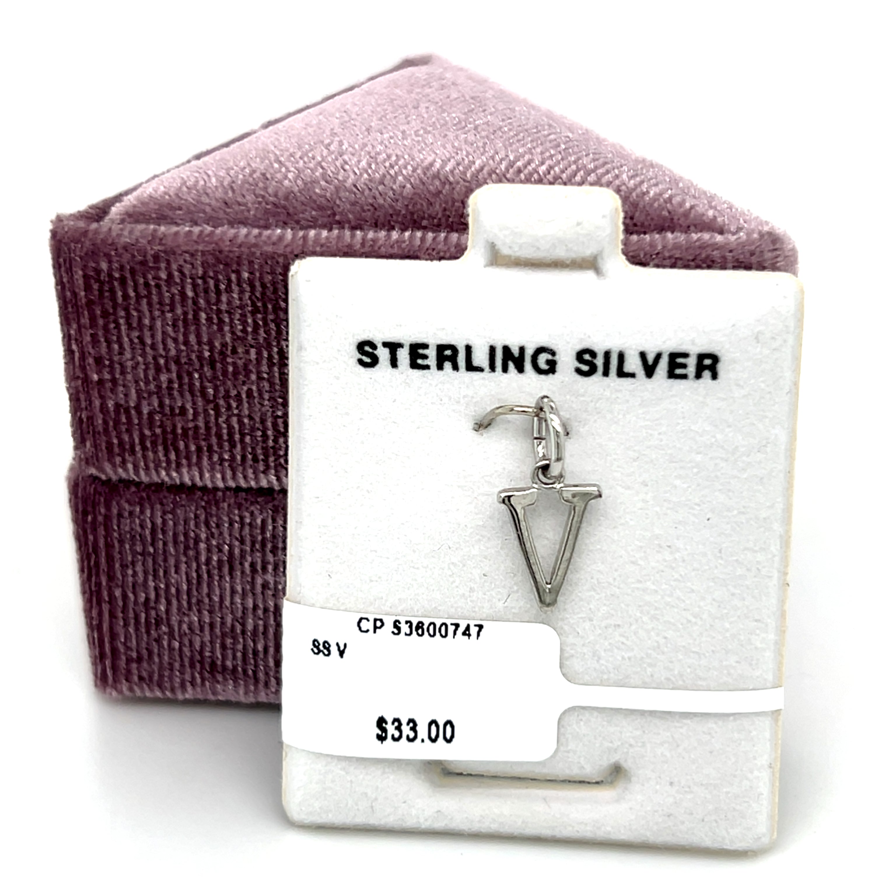 Sterling Silver Letter V Charm