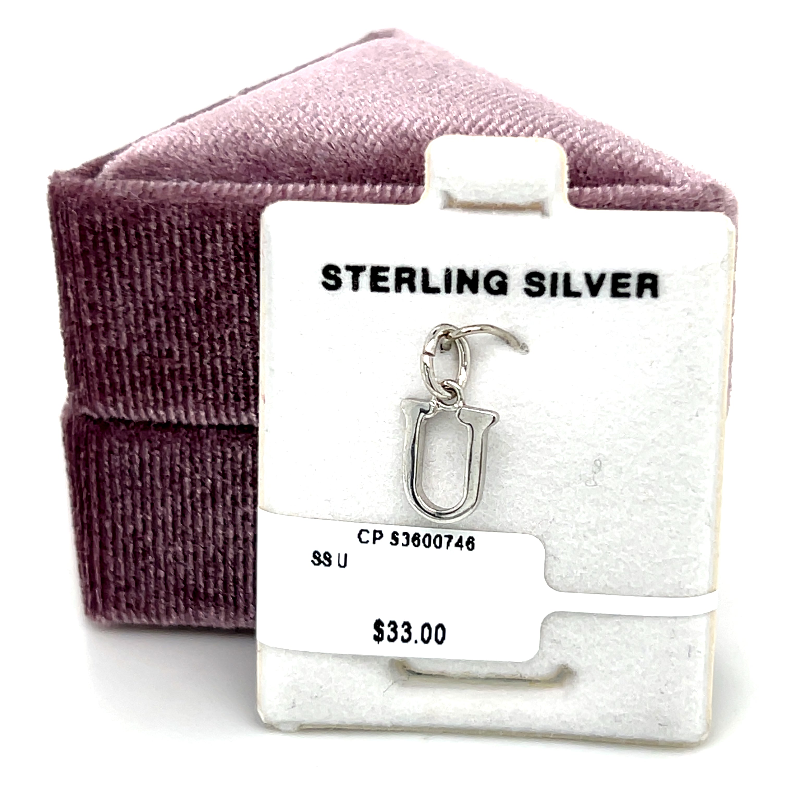 Sterling Silver Letter U Charm