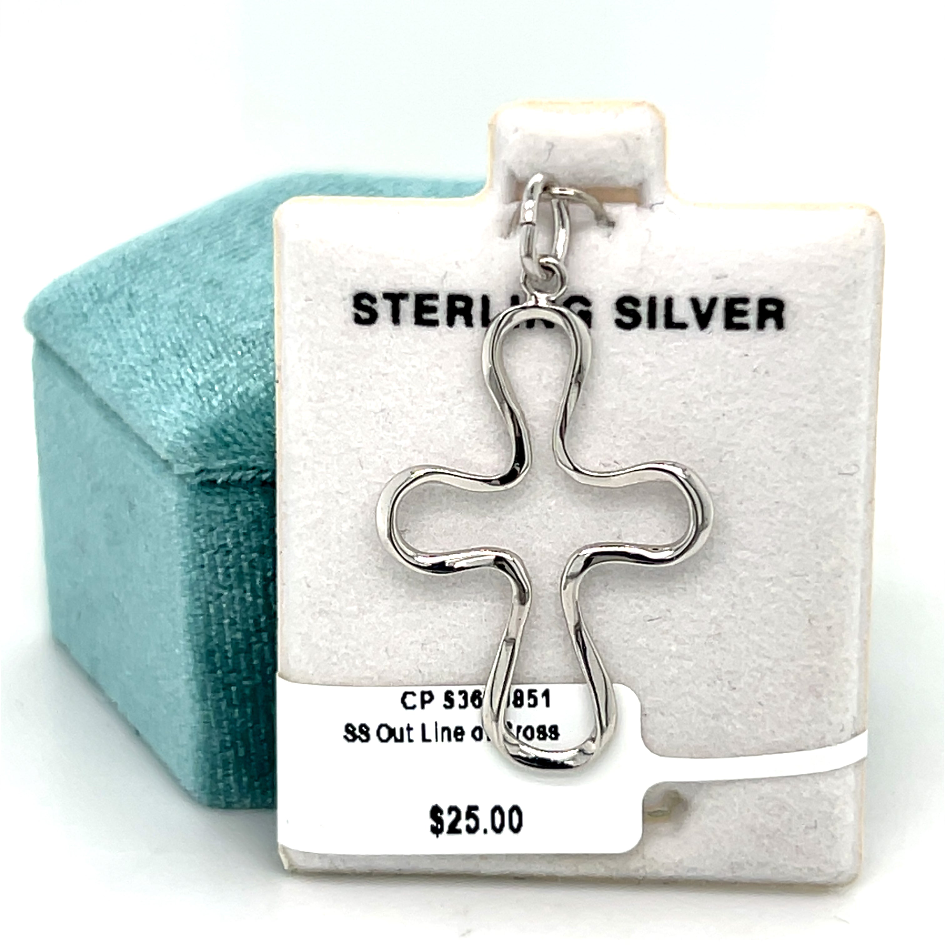 Sterling Silver Outline of Cross Charm