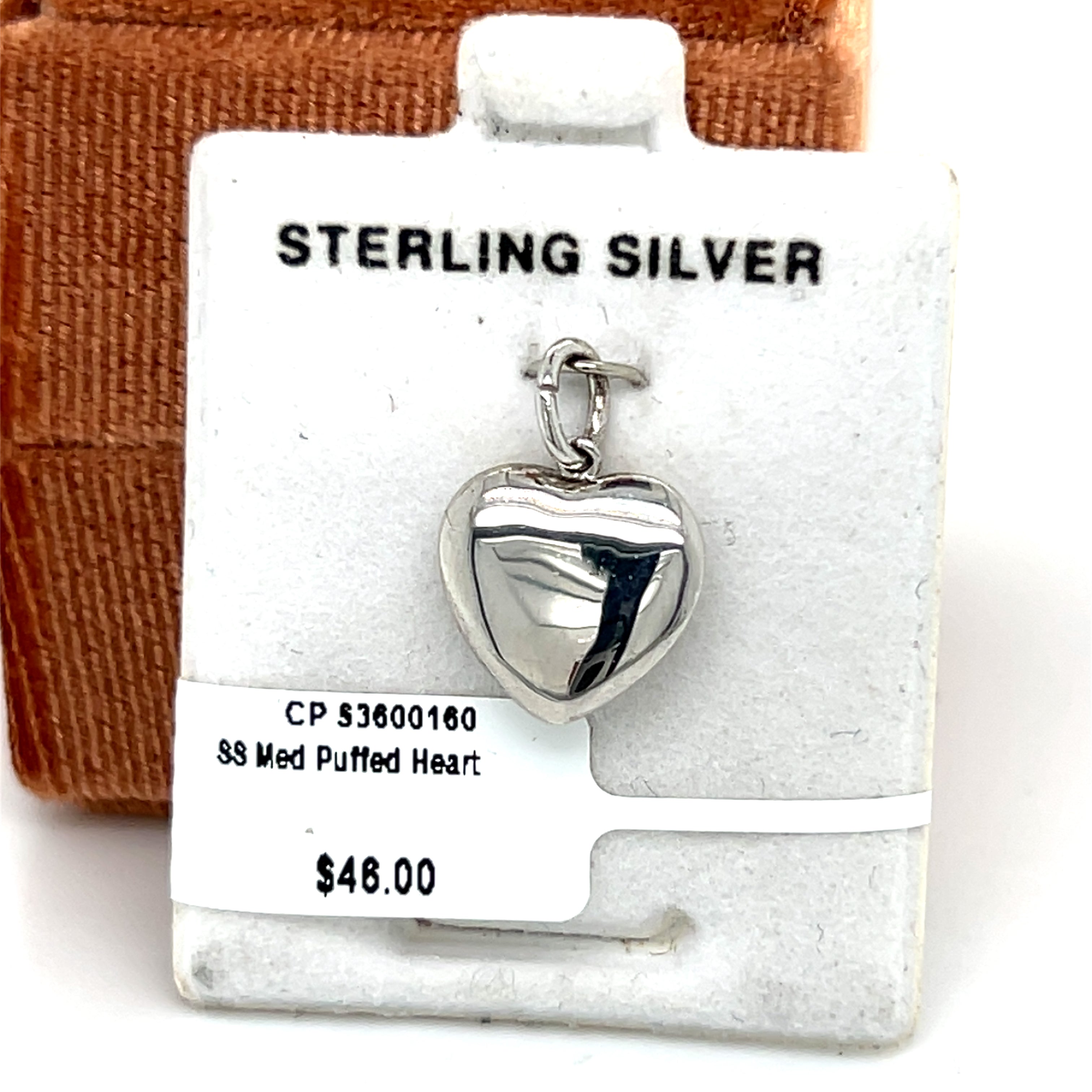 Sterling Silver Medium Puffed Heart Charm
