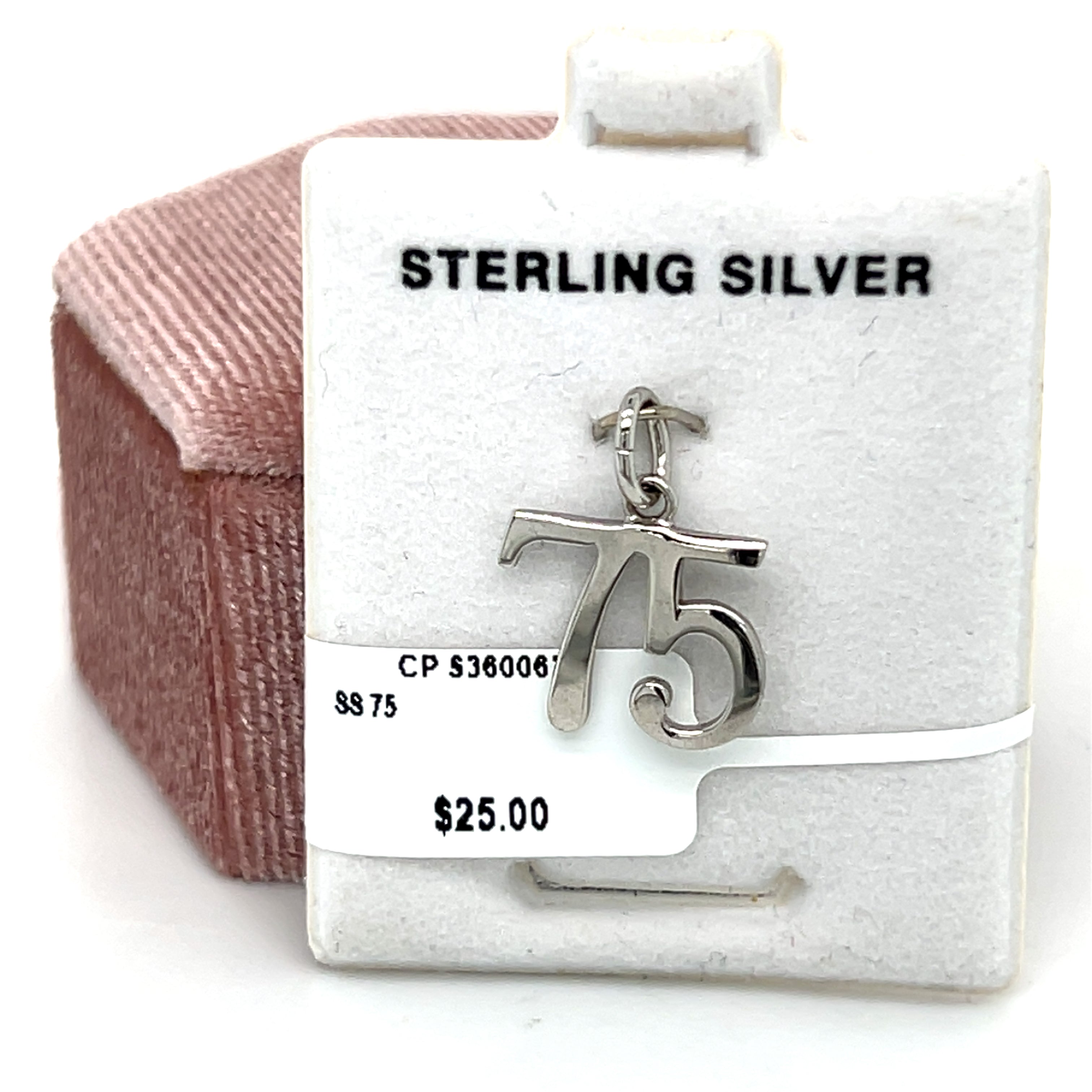 Silver Number 75 Charm