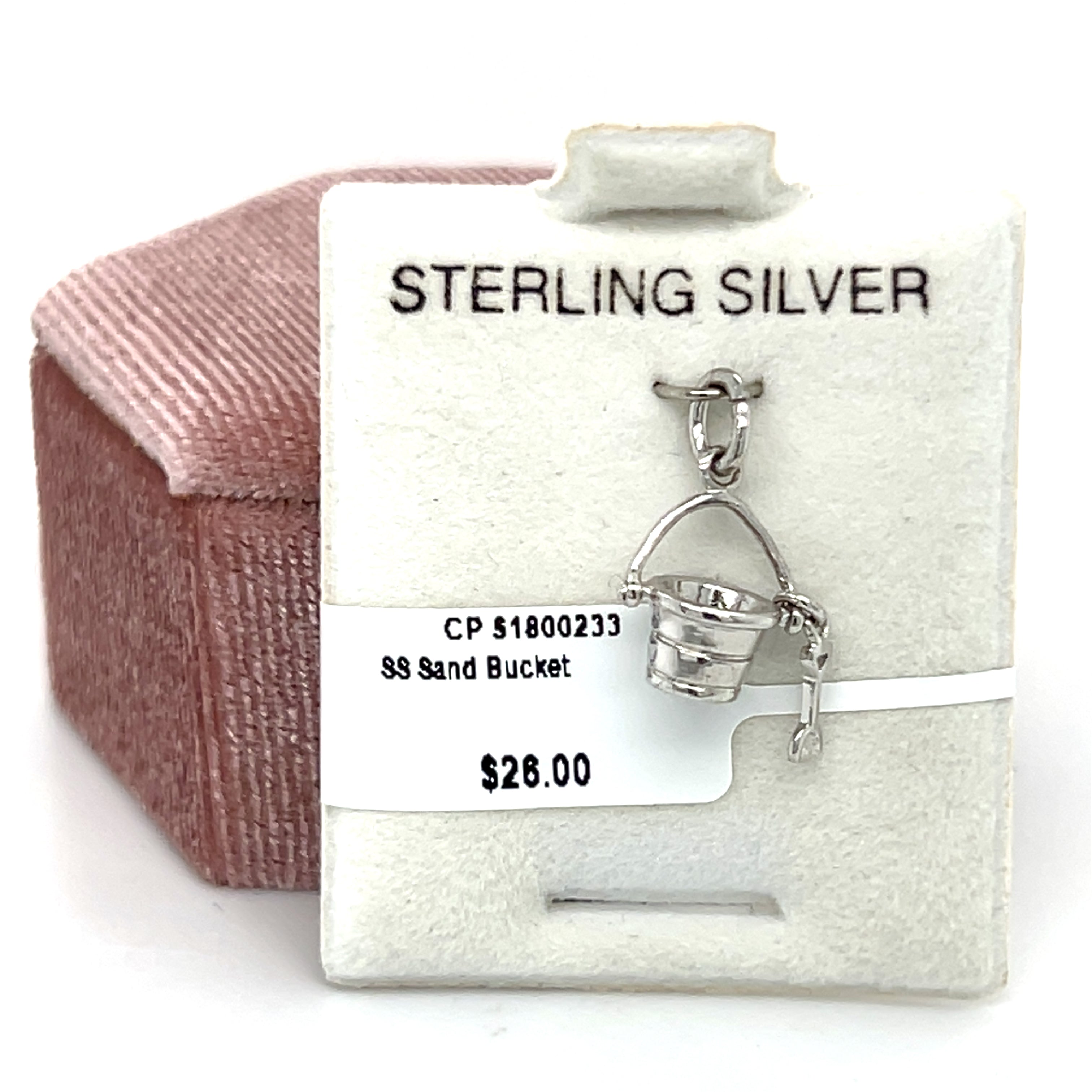 Sterling Silver Sand Bucket with Shovel Charm