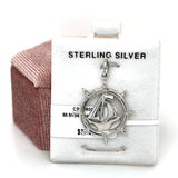 Sterling Silver Ship's Wheel Charm with Center Ship Charm