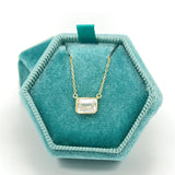Sterling Silver Gold Plated Rectangle Cubic Zirconia Necklace