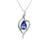 14KW 6X9mm 1.31CT Teardrop Tanzanite and 0.125 Carat Total Weight (23) Diamond Heart Pendant