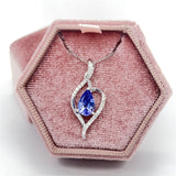 14KW 6X9mm 1.31CT Teardrop Tanzanite and 0.125 Carat Total Weight (23) Diamond Heart Pendant