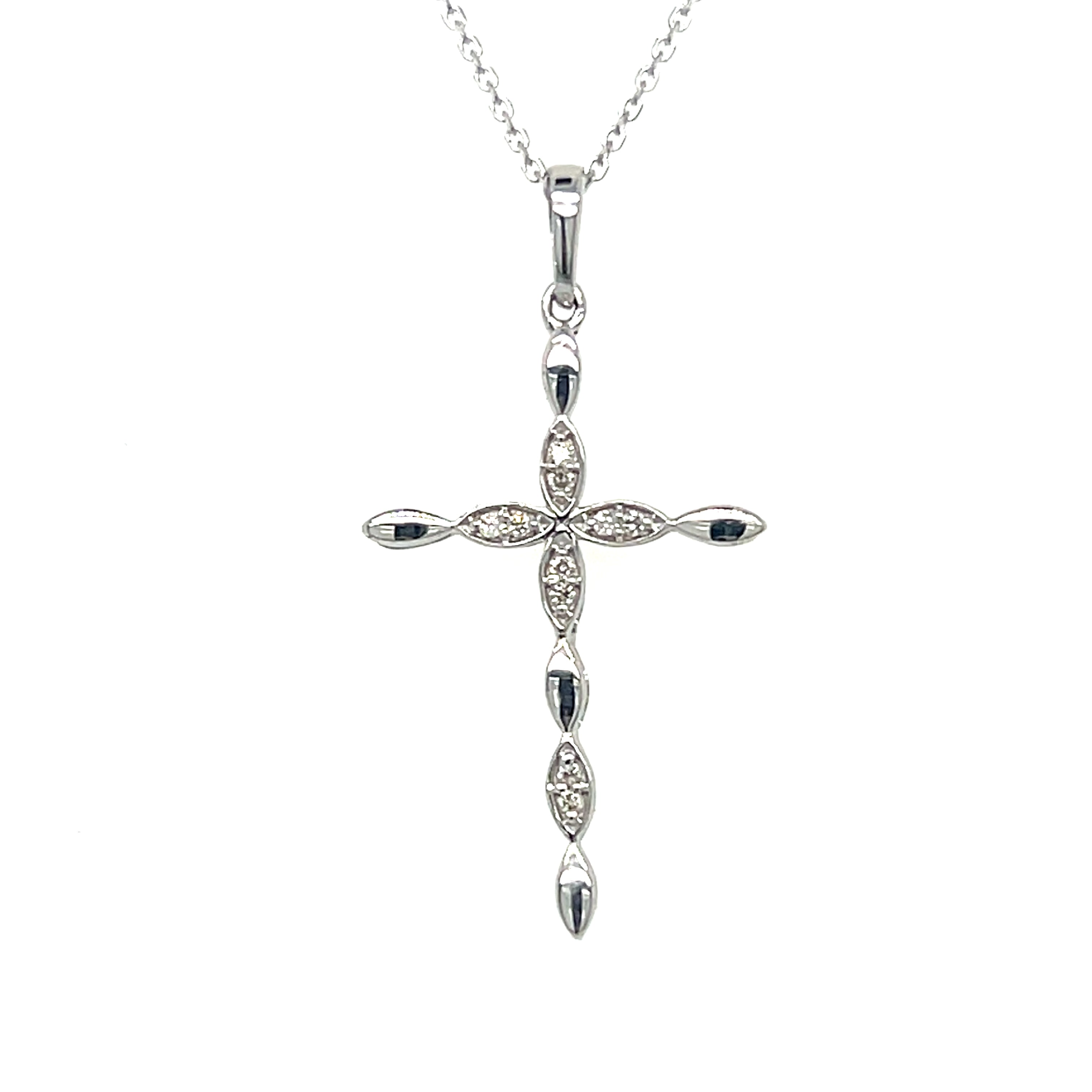 Sterling Silver 0.05 Carat Total Weight Diamond Cross Pendant