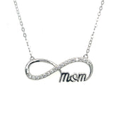 Sterling Silver Cubic Zirconia Mom Infinity Pendant – 18" Chain.