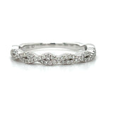 18K White Gold Round Brilliant Diamond Wedding Anniversary Stackable Band Ring