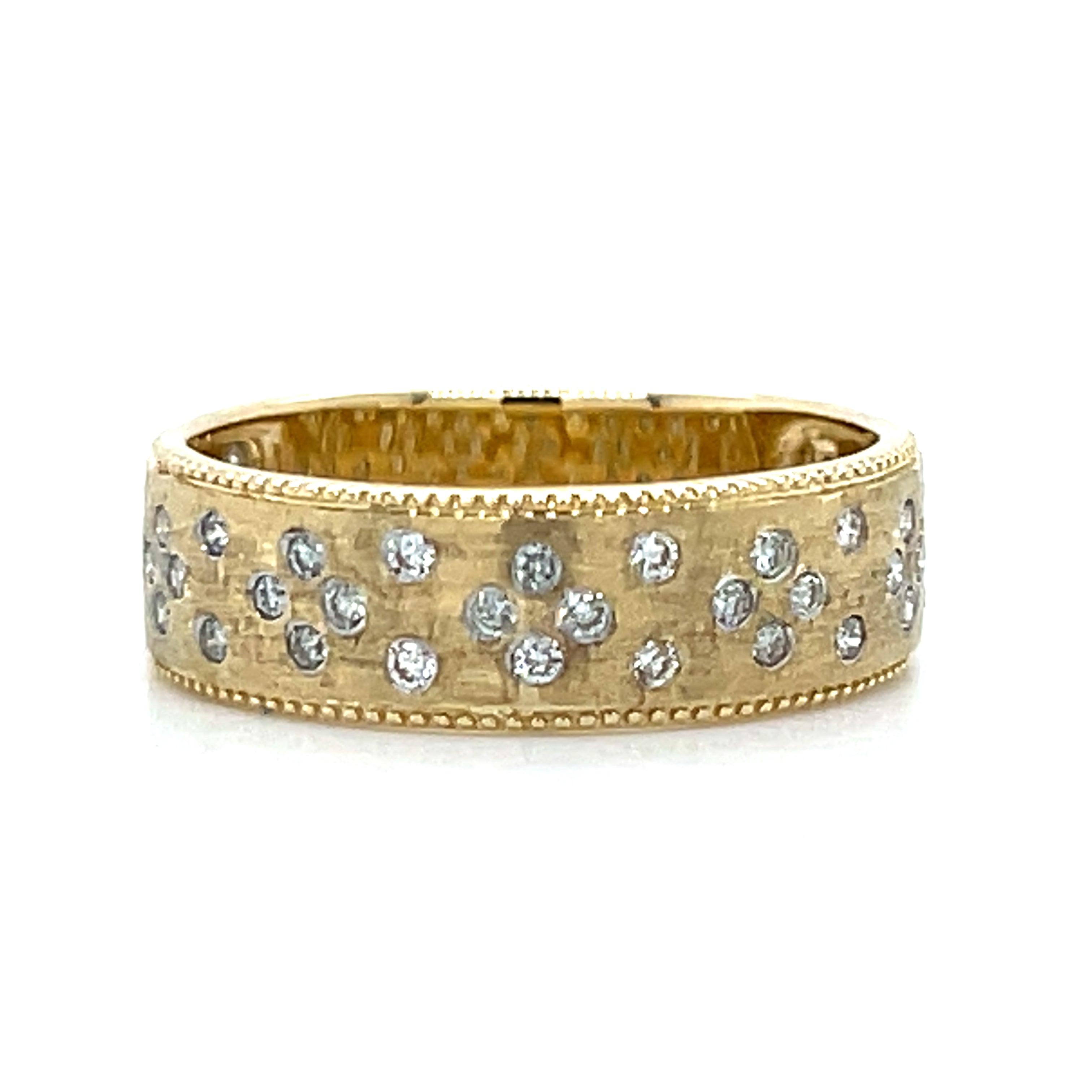 Ladies' 14K Yellow Gold 0.37 Carat Total Weight Scattered Gypsy Set Diamond Wedding/Anniversary/Stackable Band Ring
