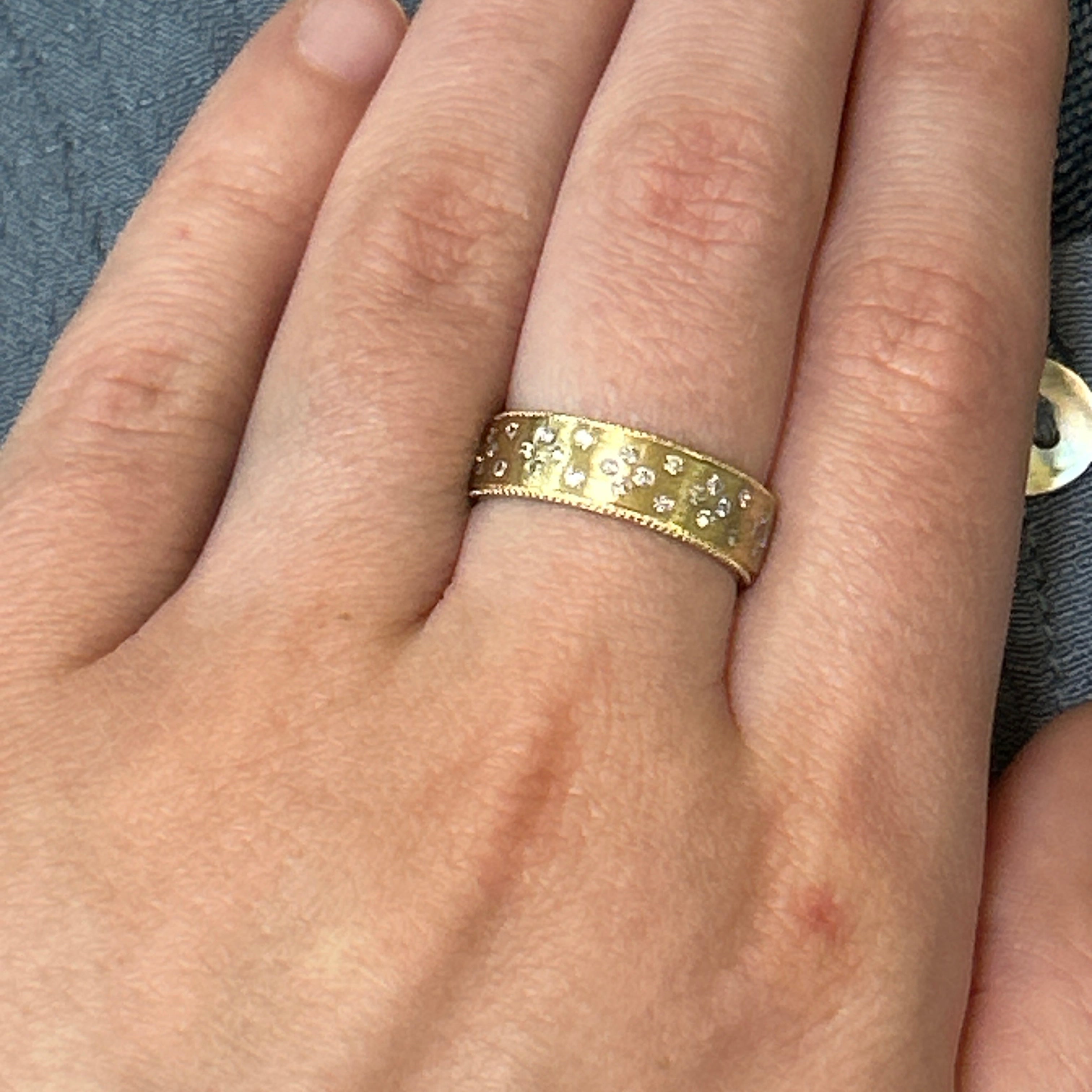 Ladies' 14K Yellow Gold 0.37 Carat Total Weight Scattered Gypsy Set Diamond Wedding/Anniversary/Stackable Band Ring