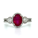 18K White Gold .52 Carat Total Weight Diamond &amp; 1.48CT Ruby Ring