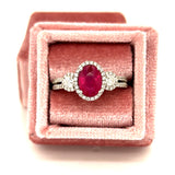 18K White Gold .52 Carat Total Weight Diamond &amp; 1.48CT Ruby Ring