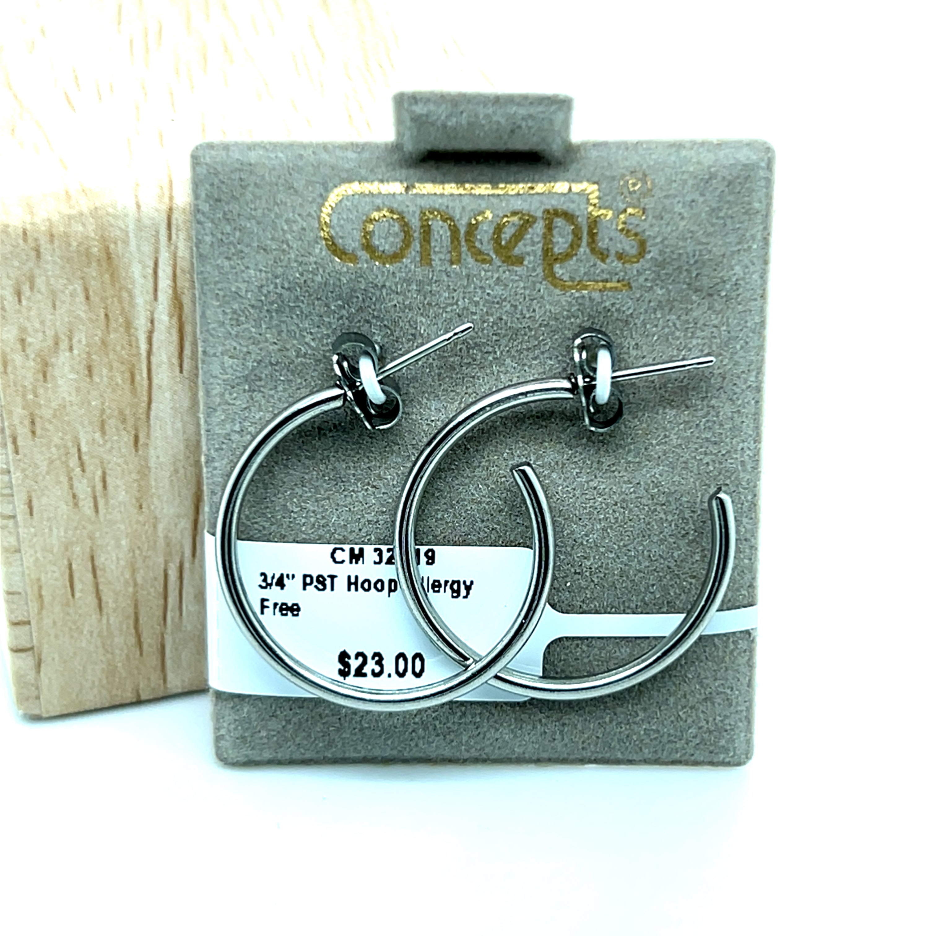 Concepts 3/4" Post Hoop Allergy Free Earrings