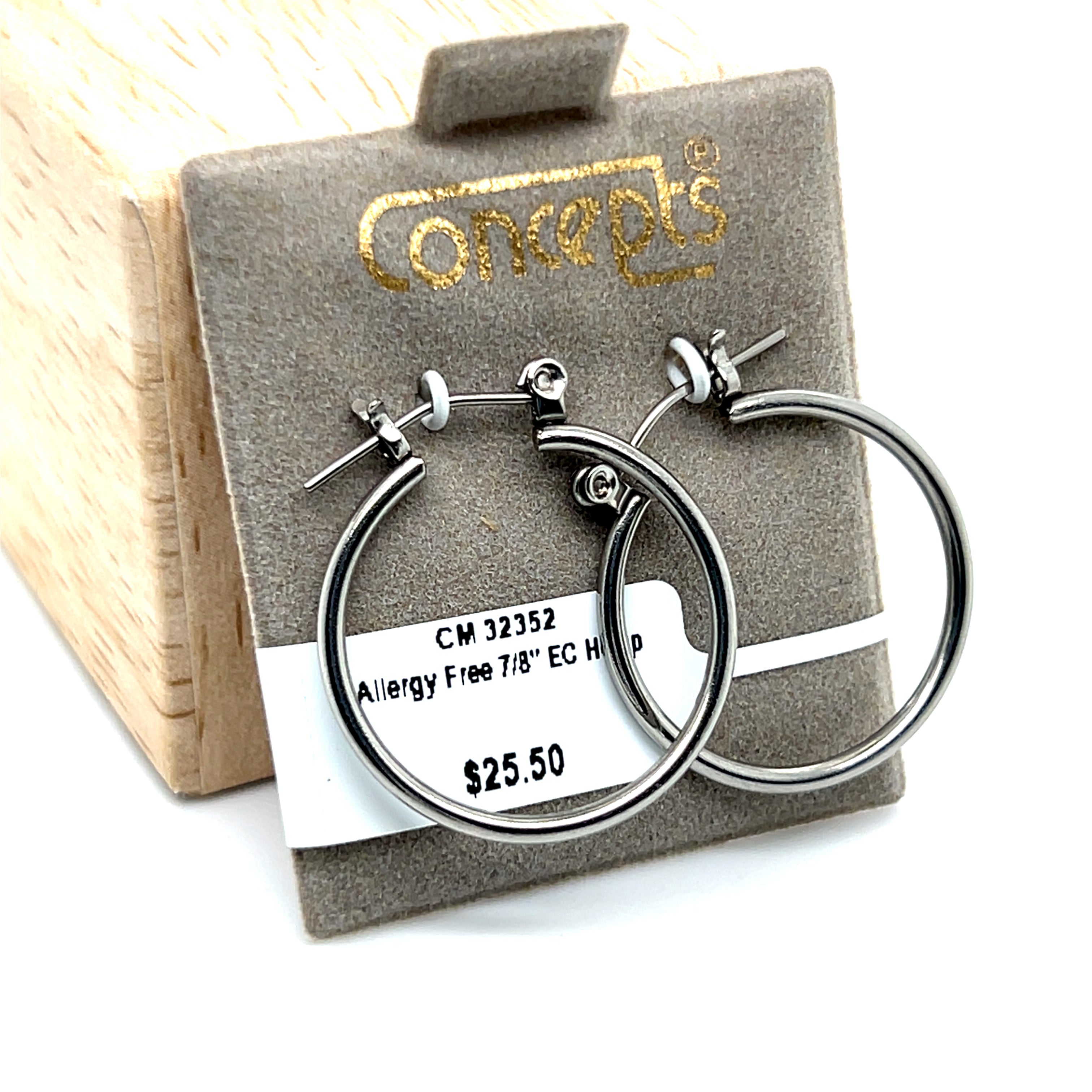 Concepts 7/8" Hoop Allergy Free Earrings