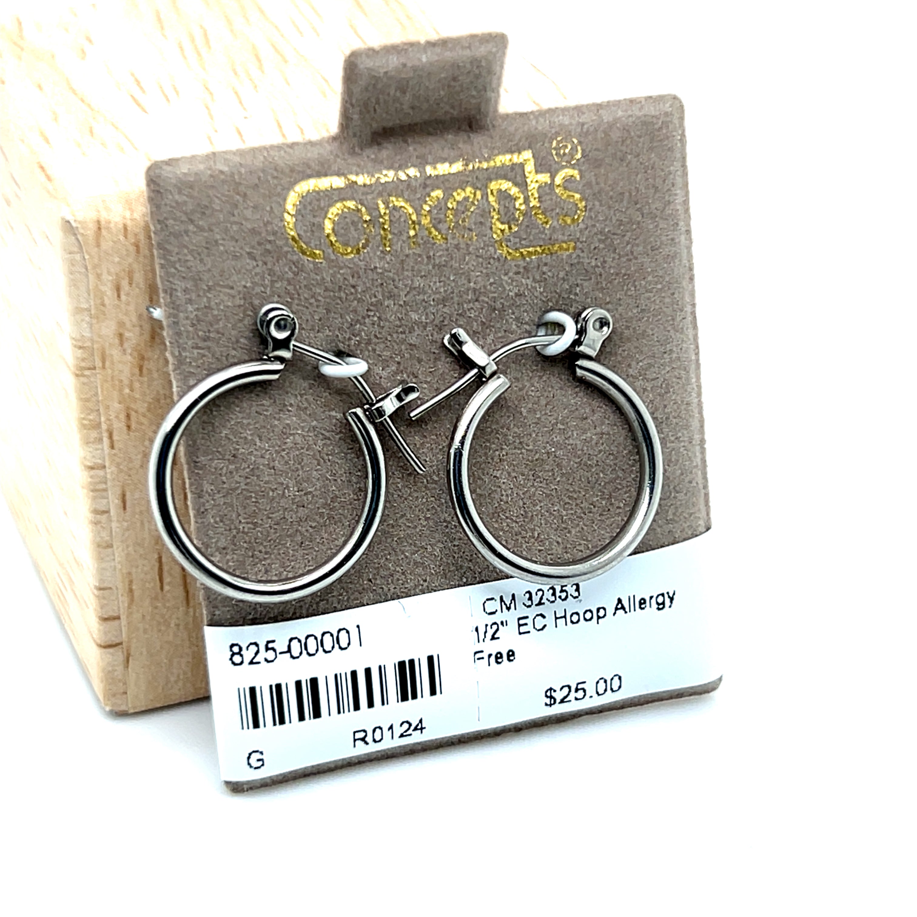 1/2"  Hoop Allergy Free Earrings