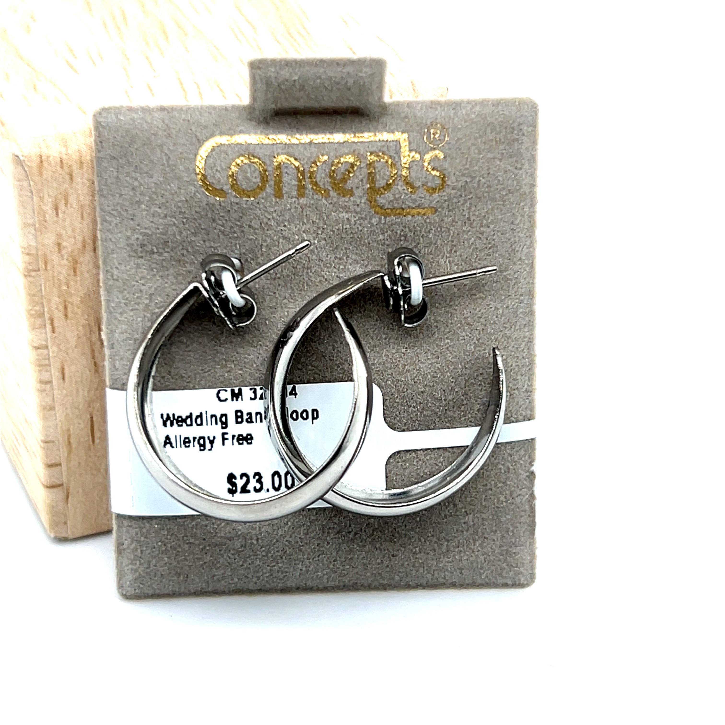 Wedding Band Hoop Allergy Free Earrings