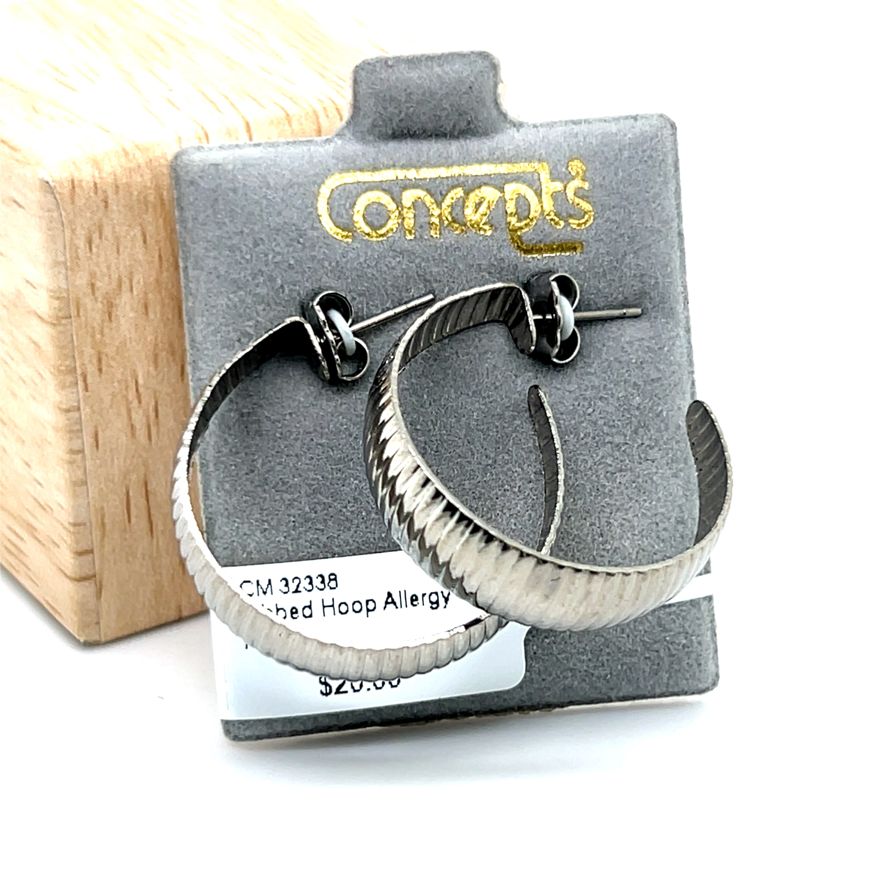 Ribbed Hoop Allergy Free Earrings