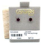 4mm February Allergy Free Earrings