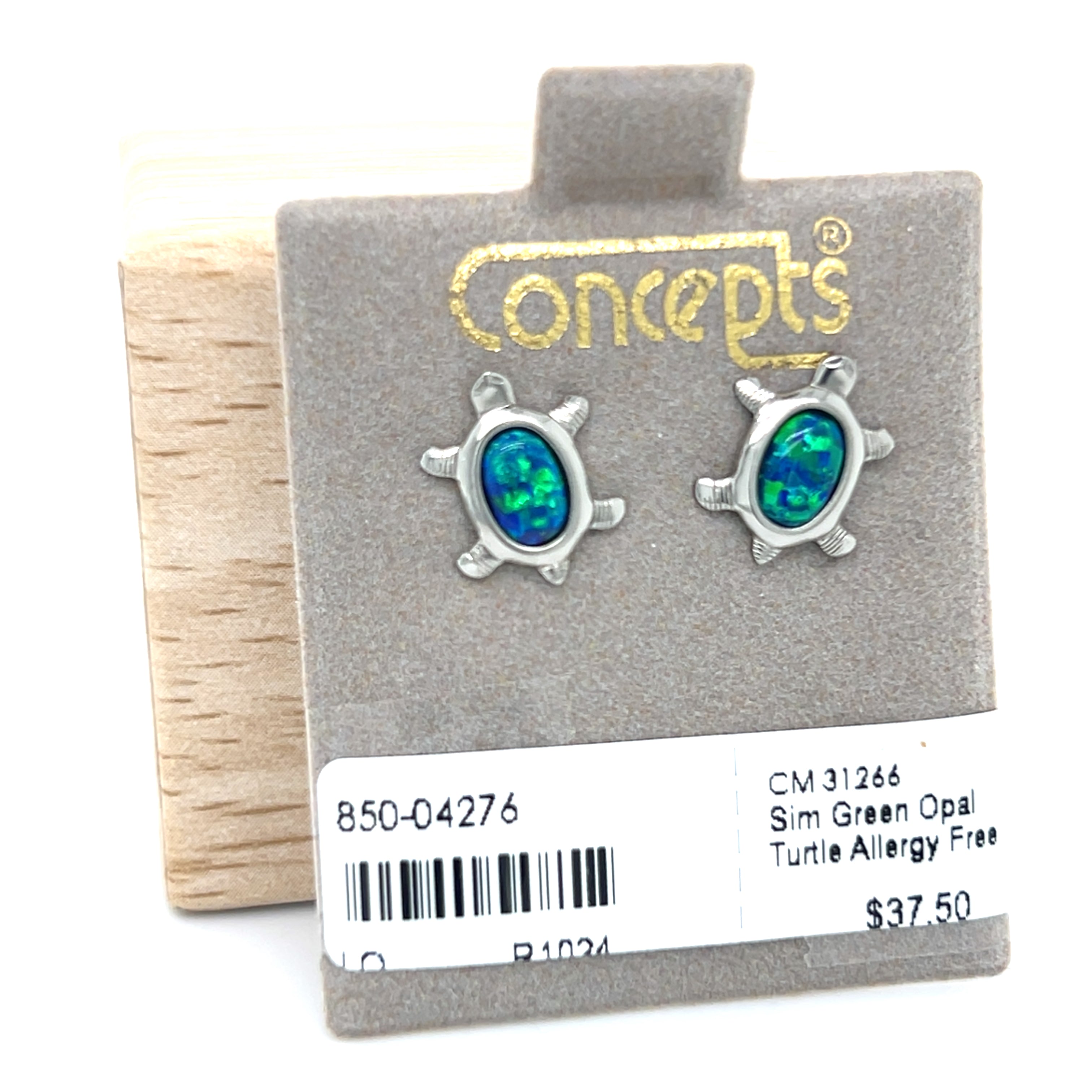 Simulated Opal Turtle Allergy Free Earrings