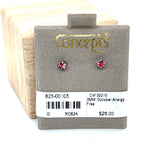 Concepts 3mm October Birthstone Allergy Free Earrings
