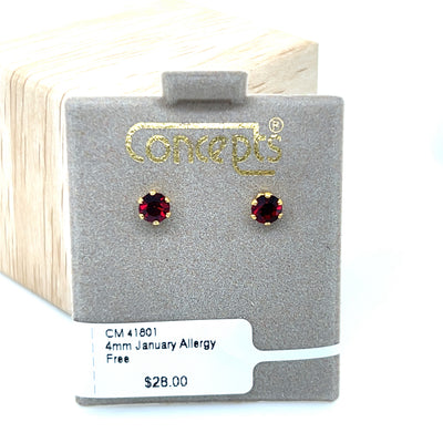Concepts Gold-Tone 4mm January Allergy Free Earrings