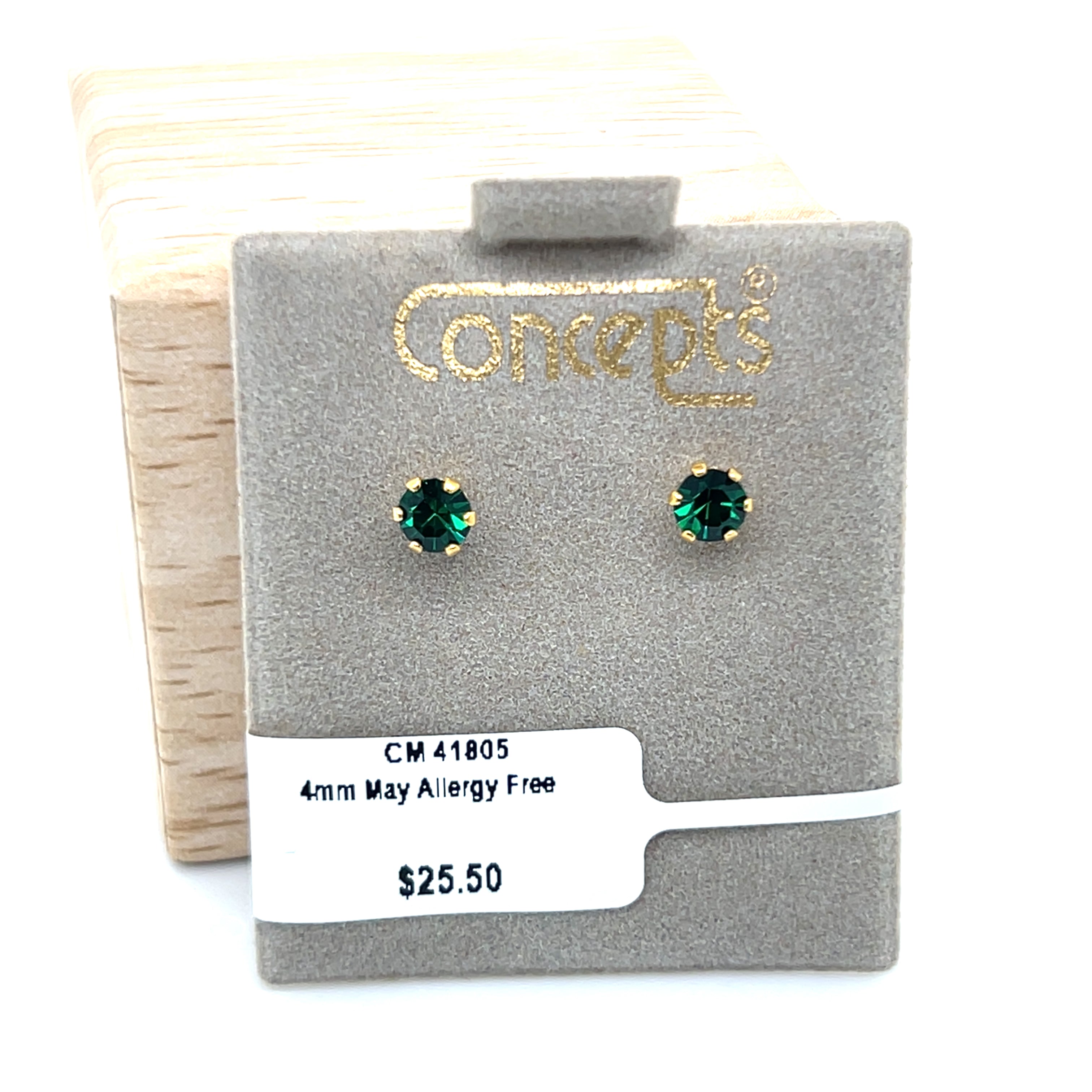 4mm May Birthstone Allergy Free Earrings