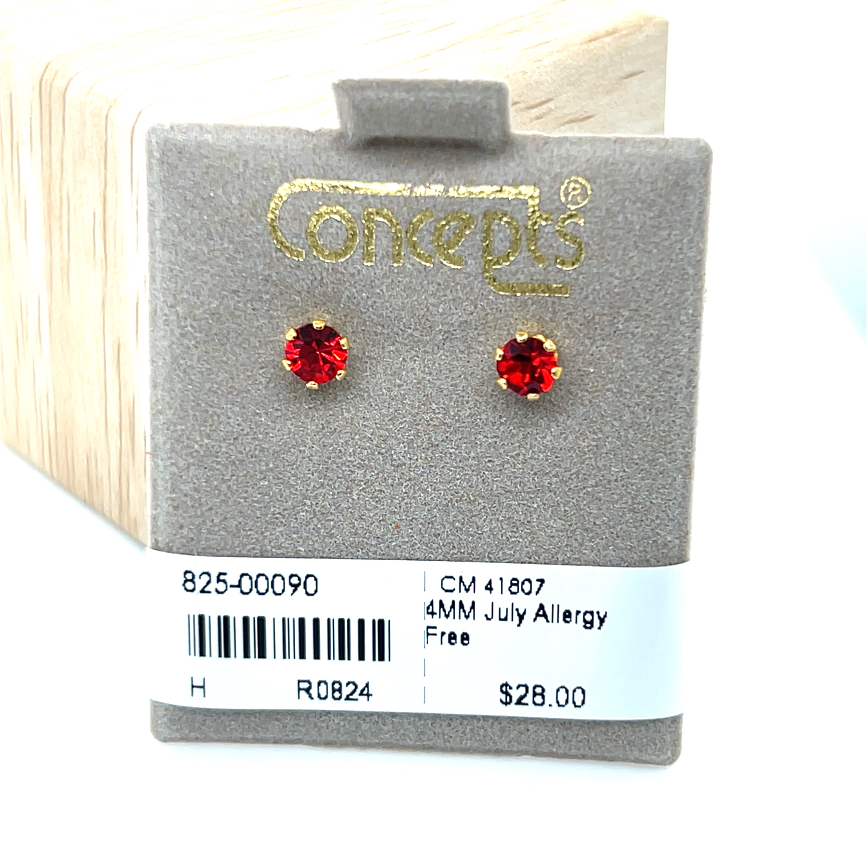 Concepts 4mm July Birthstone Allergy Free Earrings