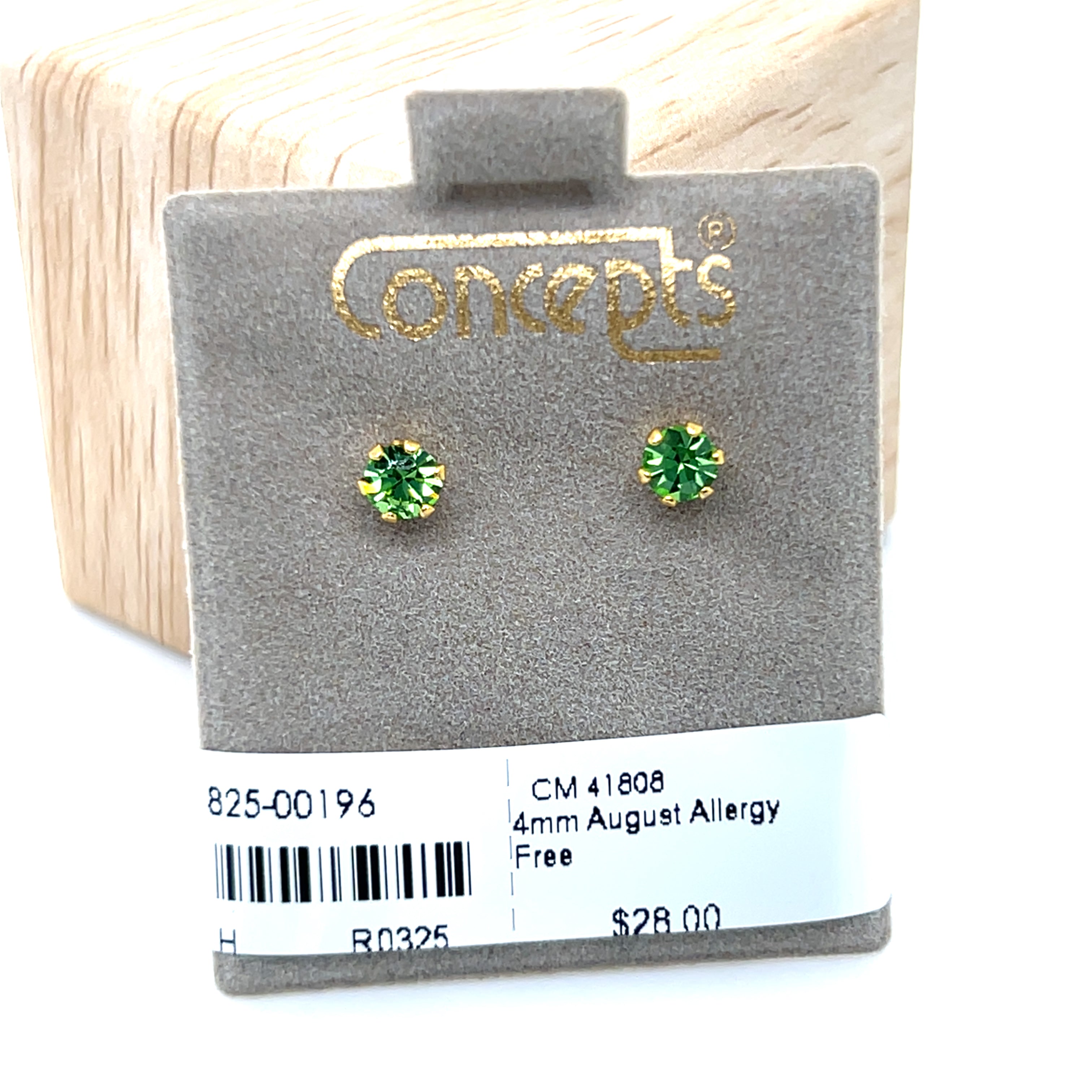 4mm August Allergy Free Earrings