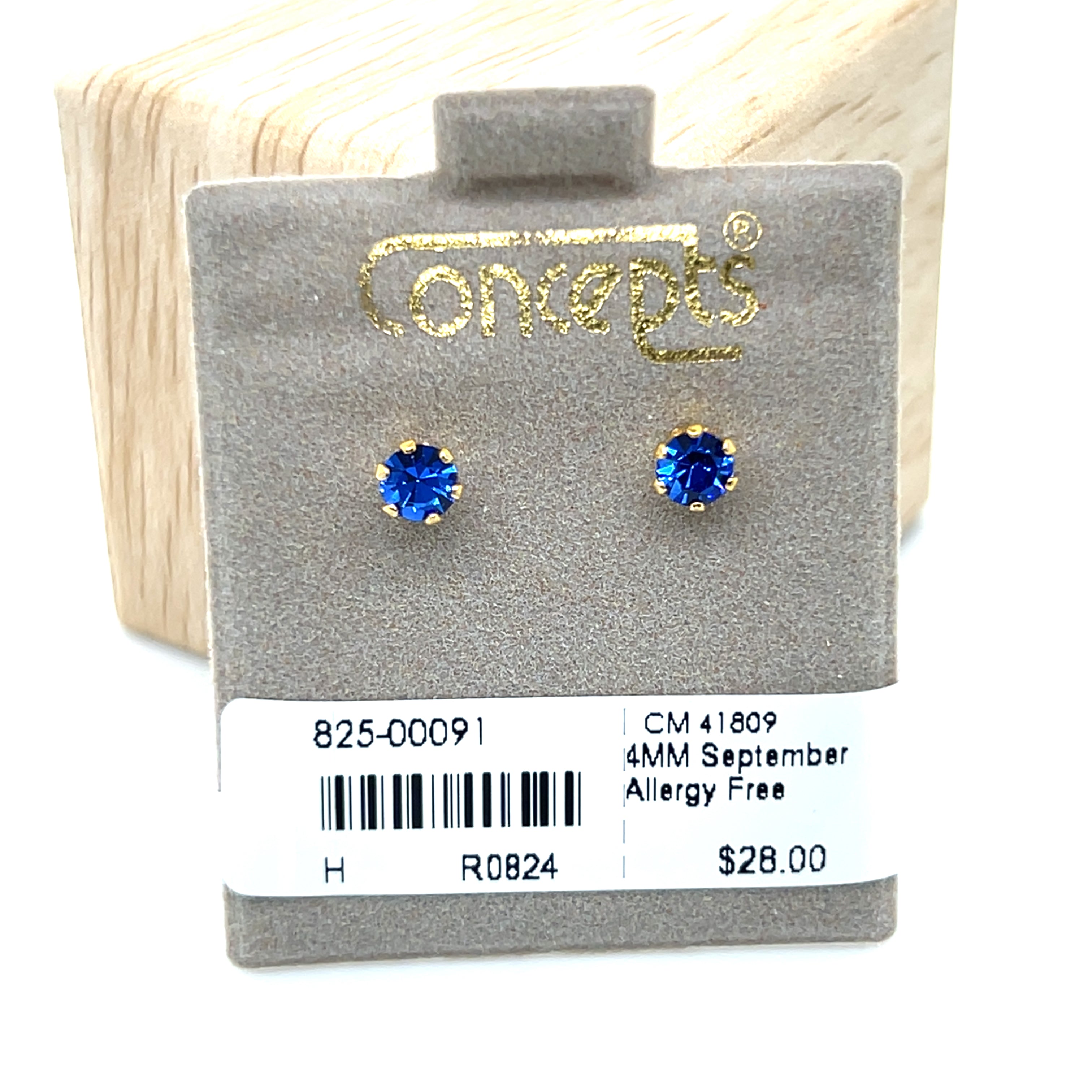 Concepts 4mm September Birthstone Allergy Free Earrings