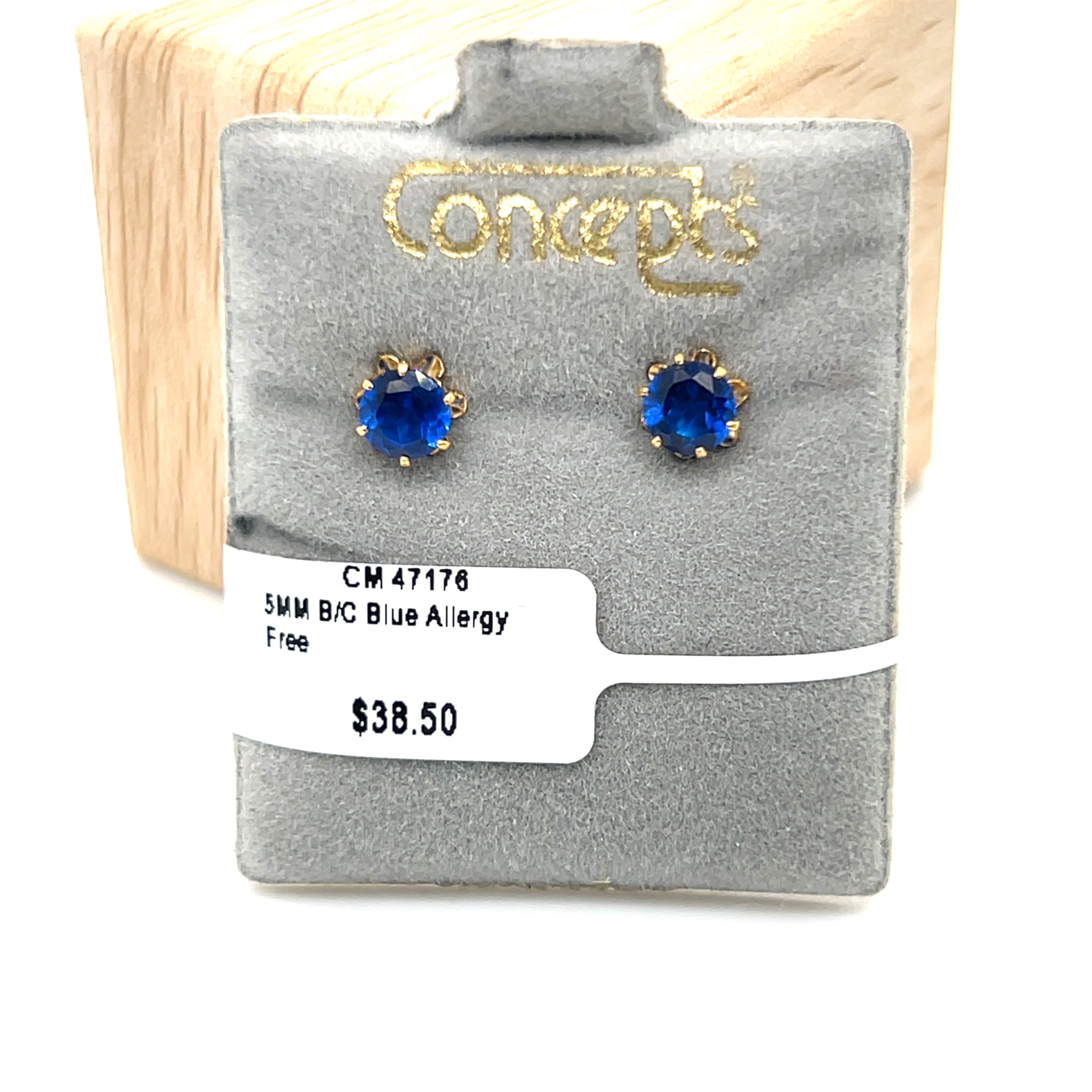 Blue 5mm Allergy Free Earrings