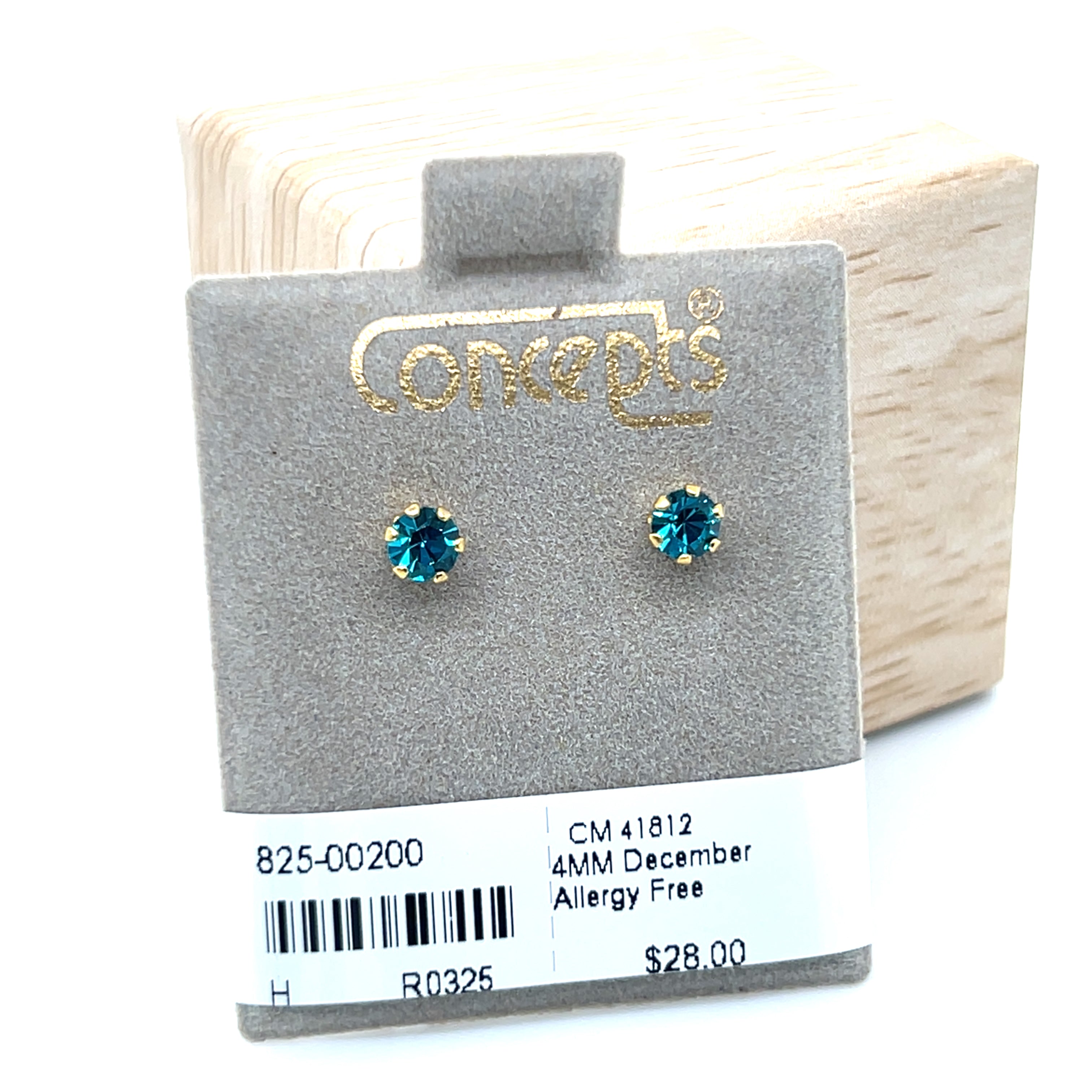 Concepts Gold-Tone Concepts 4mm December Birthstone Allergy Free Earrings