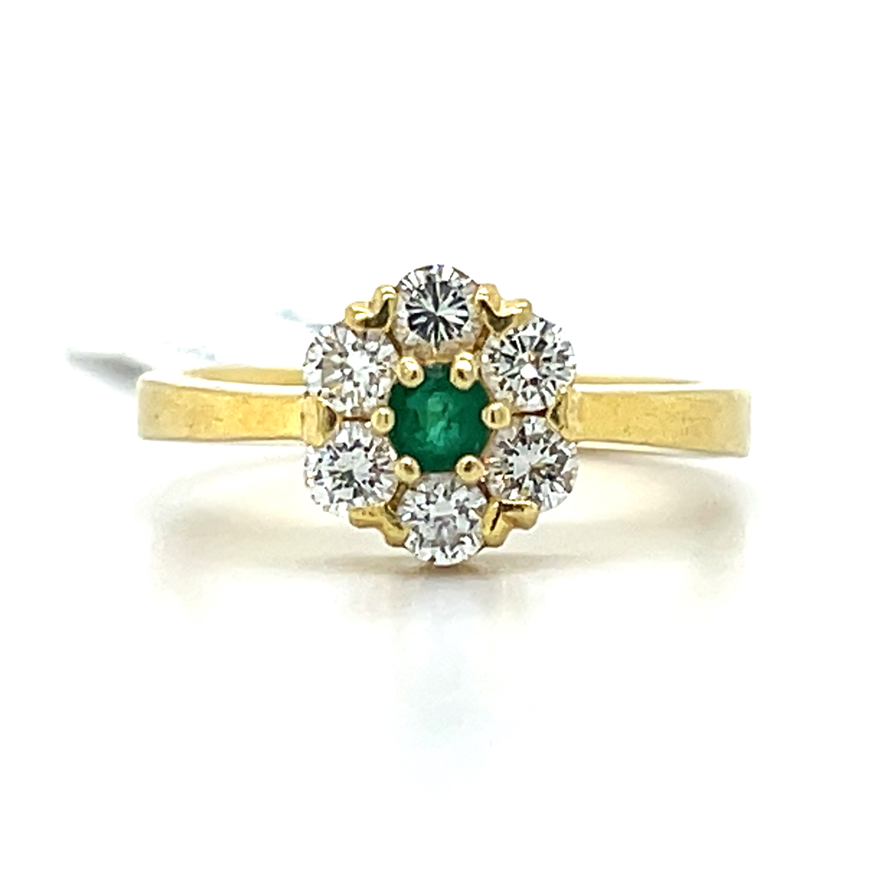 18K Yellow Gold Emerald and Diamond Ring Estate
