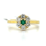18K Yellow Gold Emerald and Diamond Ring Estate