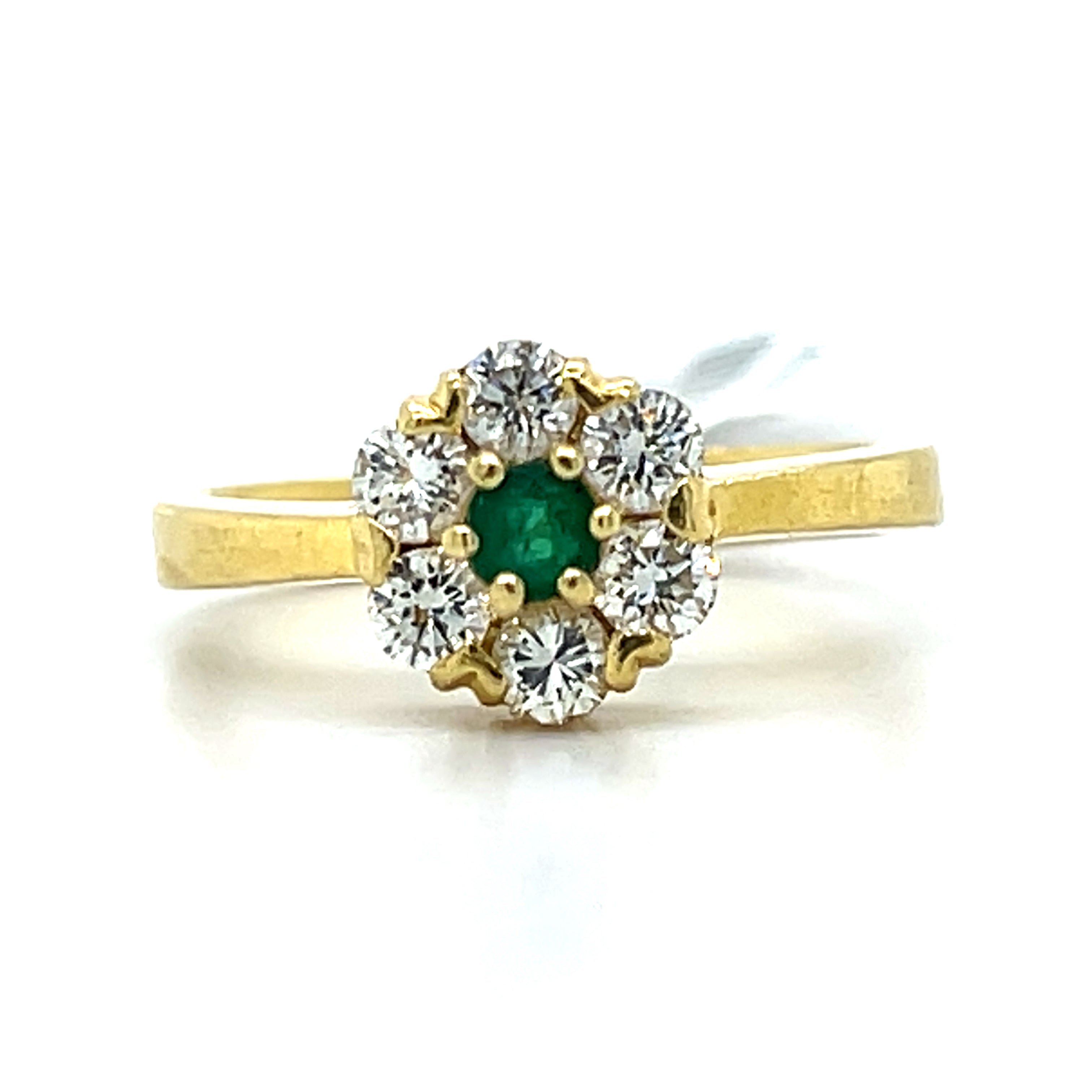 18K Yellow Gold Emerald and Diamond Ring Estate