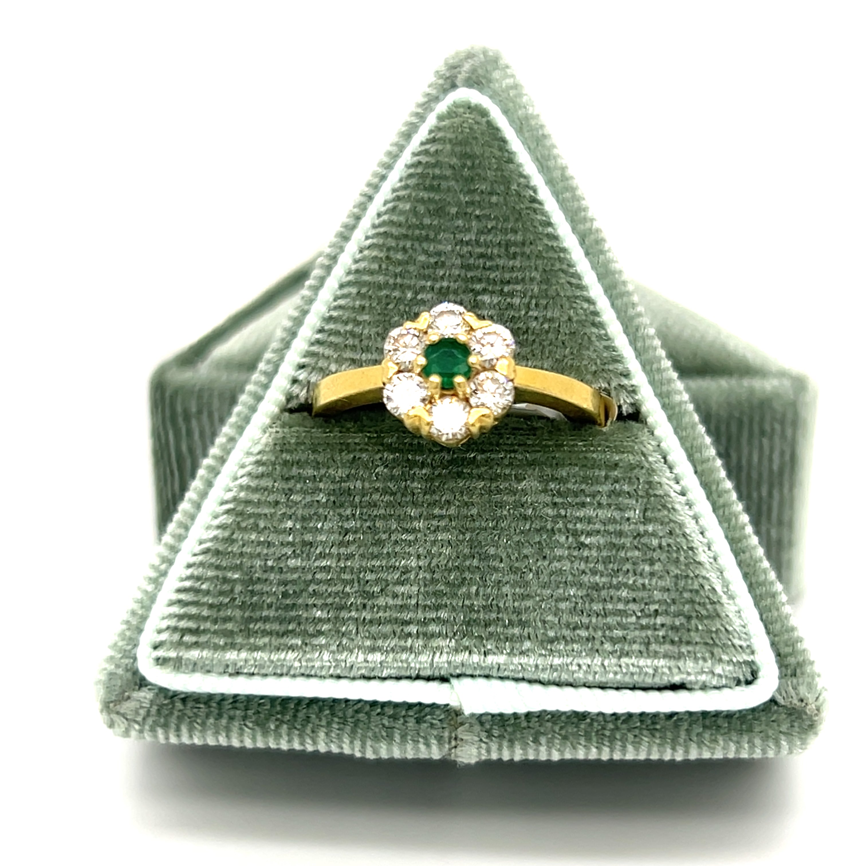 18K Yellow Gold Emerald and Diamond Ring Estate