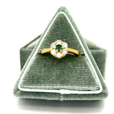 18K Yellow Gold Emerald and Diamond Ring Estate